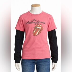 The Rolling Stones Kids Pink and Black Long Sleeve Tee